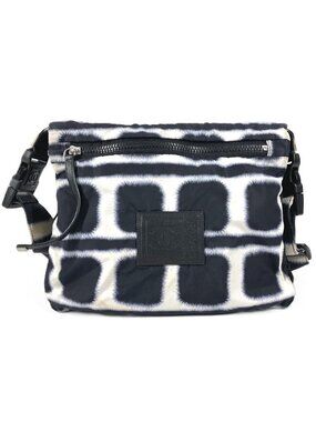 Chanel Shoulder Bag CC Logo Bicolor Nylon Black